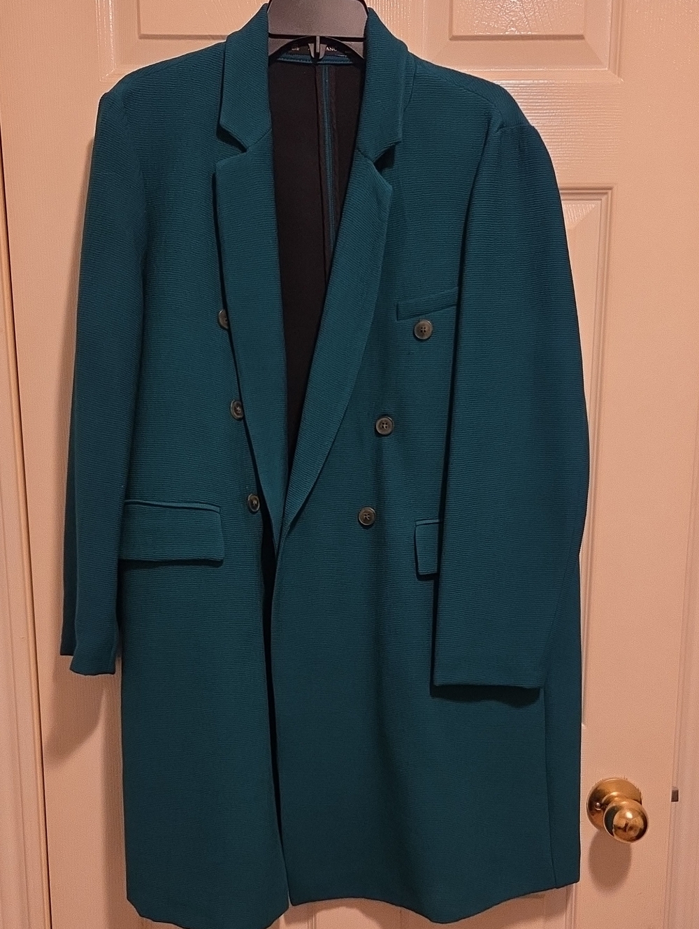 Zara Teal Double-Breasted Pea Coat